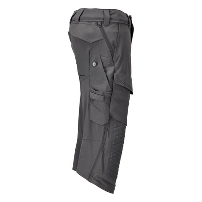 Pantalón tres cuartos, bolsillos en las rodillas, pantalón tres cuartos artesano elástico, gris antracita