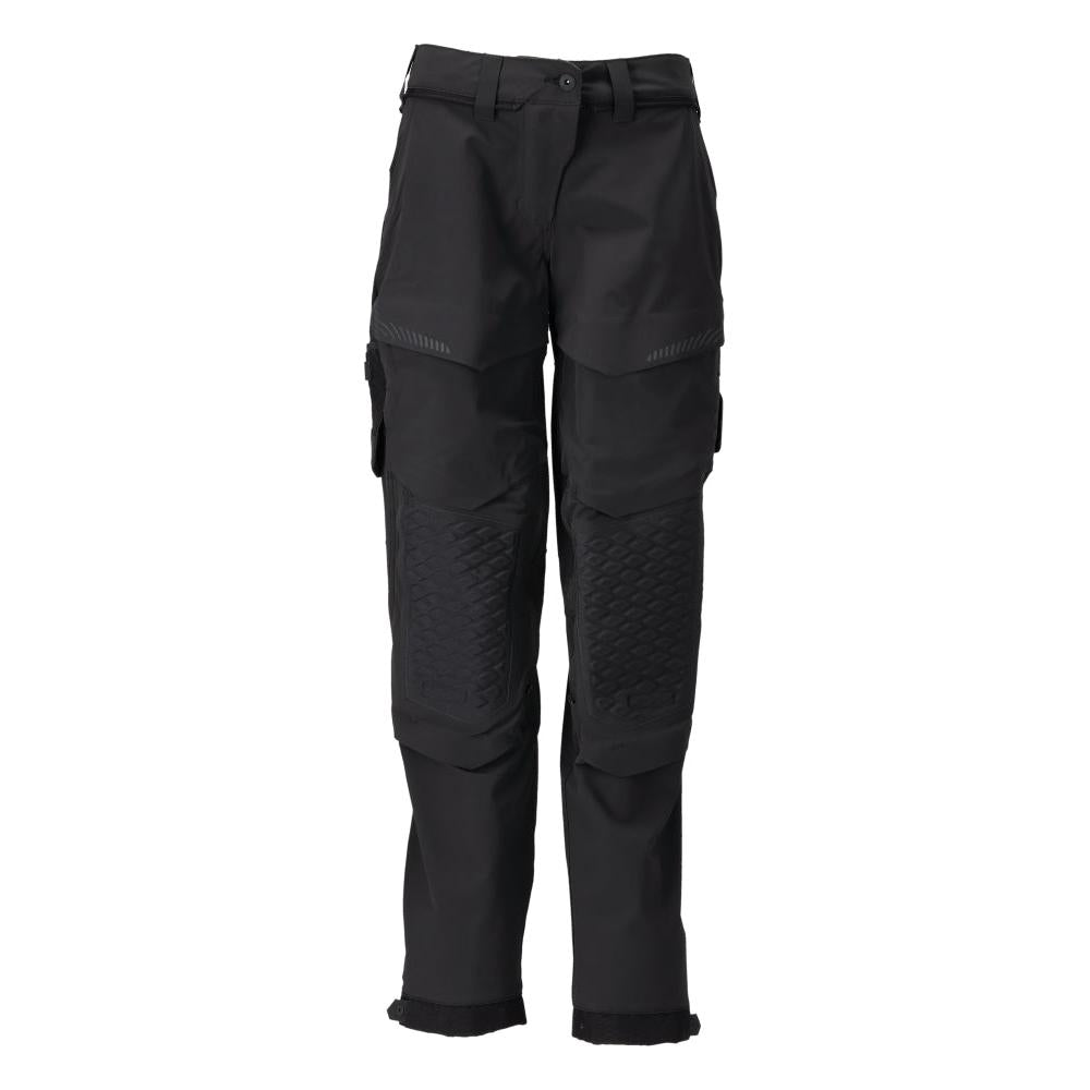 Trousers with knee pockets, women's trousers, black