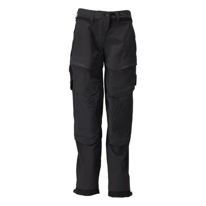 Trousers with knee pockets, women's trousers, black