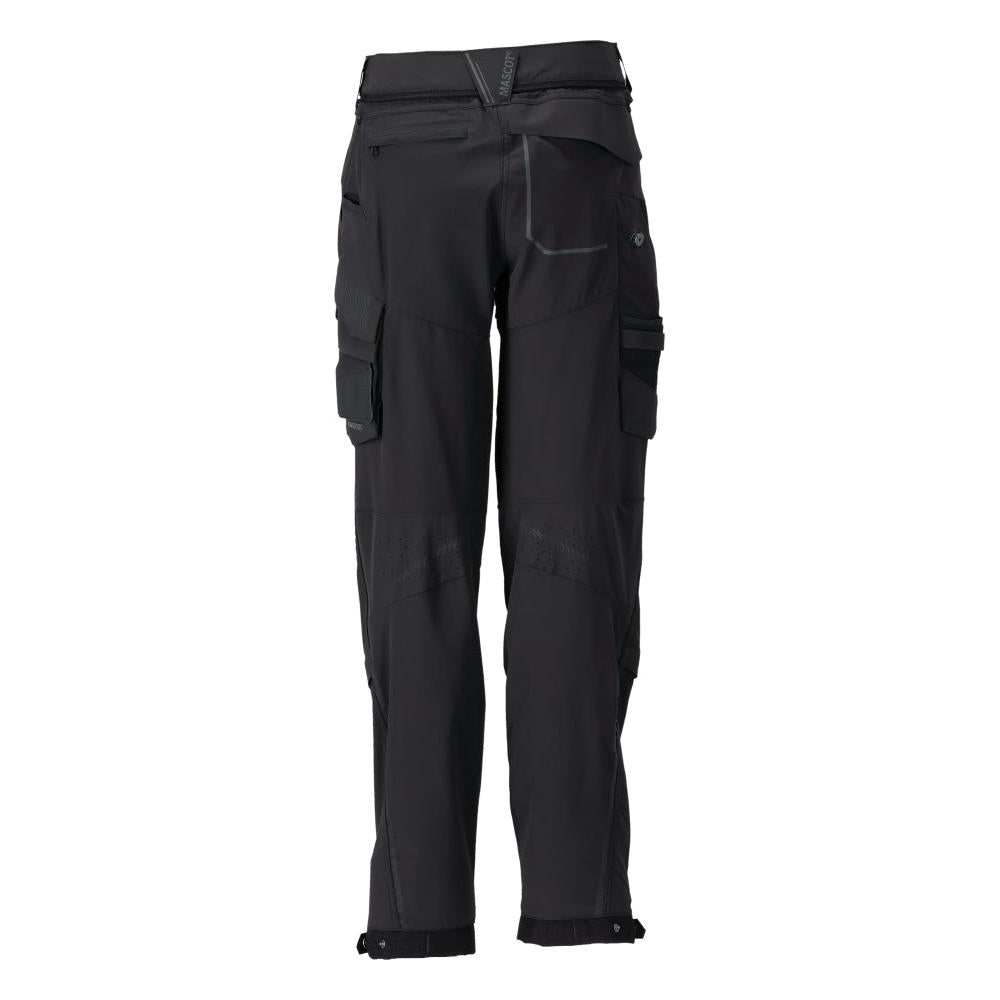 Trousers with knee pockets, women's trousers, black