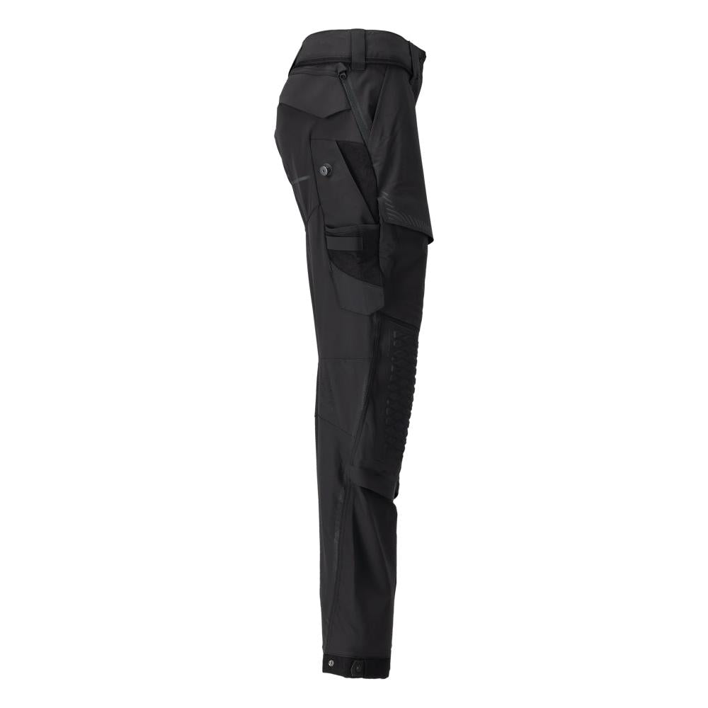 Trousers with knee pockets, women's trousers, black
