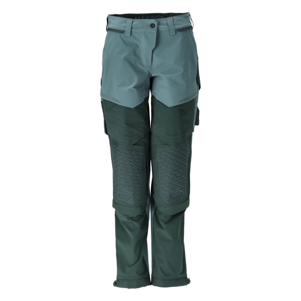 Pantalones con bolsillos en las rodillas, pantalones de mujer, verde bosque claro/verde bosque