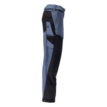 Trousers with knee pockets, women's trousers, stone blue/black blue