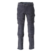 Pantalón, bolsillos en las rodillas, tejido elástico, pantalón ligero, negro-azul