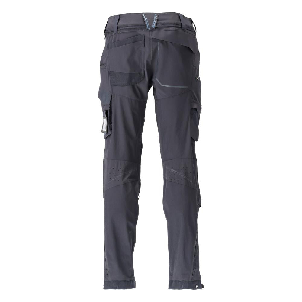 Trousers, knee pockets, stretch, light trousers, black-blue