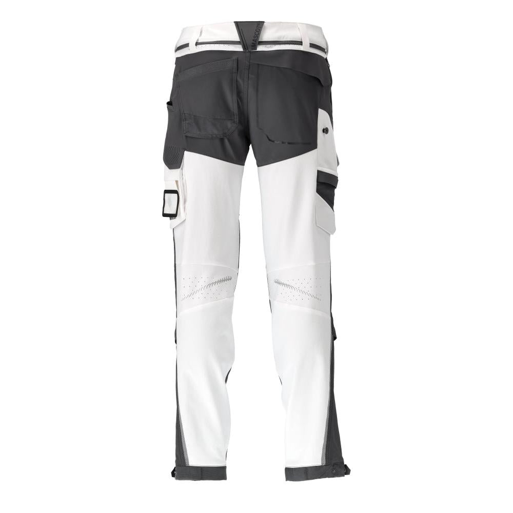 Trousers, knee pockets, stretch, light trousers, white/anthracite grey