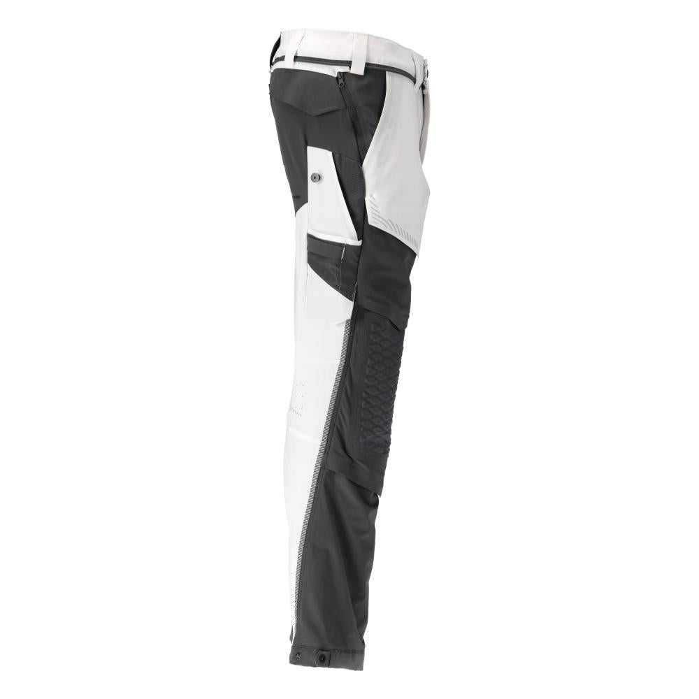 Trousers, knee pockets, stretch, light trousers, white/anthracite grey