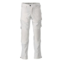 Pantalón, bolsillos en las rodillas, tejido elástico, pantalón ligero, blanco