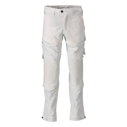 Pantalón, bolsillos en las rodillas, tejido elástico, pantalón ligero, blanco
