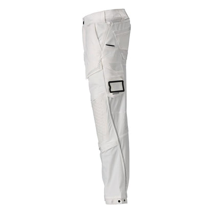 Pantalón, bolsillos en las rodillas, tejido elástico, pantalón ligero, blanco