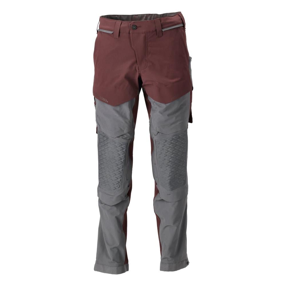 Pantalón con bolsillos en las rodillas, tejido elástico, pantalón ligero, burdeos/gris antracita