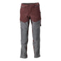 Pantalón con bolsillos en las rodillas, tejido elástico, pantalón ligero, burdeos/gris antracita