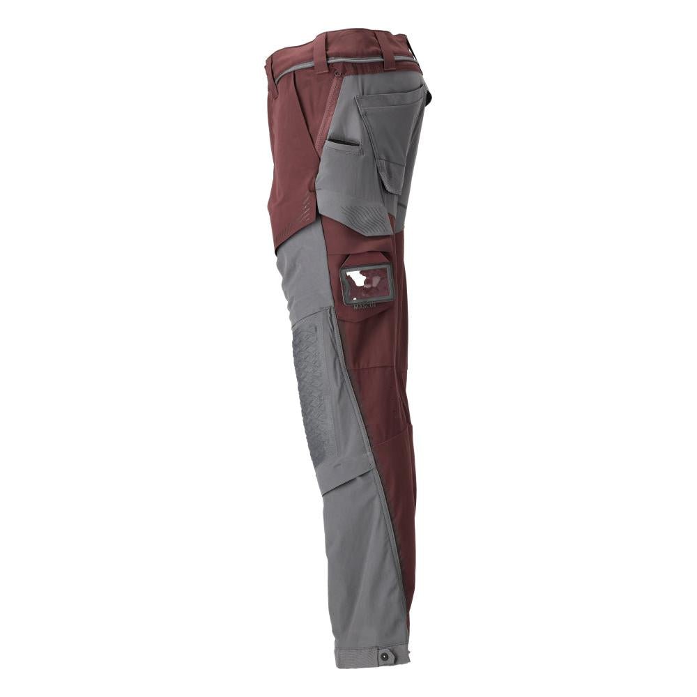 Pantalón con bolsillos en las rodillas, tejido elástico, pantalón ligero, burdeos/gris antracita