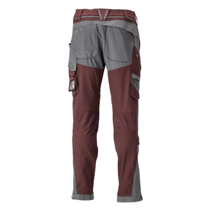 Pantalón con bolsillos en las rodillas, tejido elástico, pantalón ligero, burdeos/gris antracita