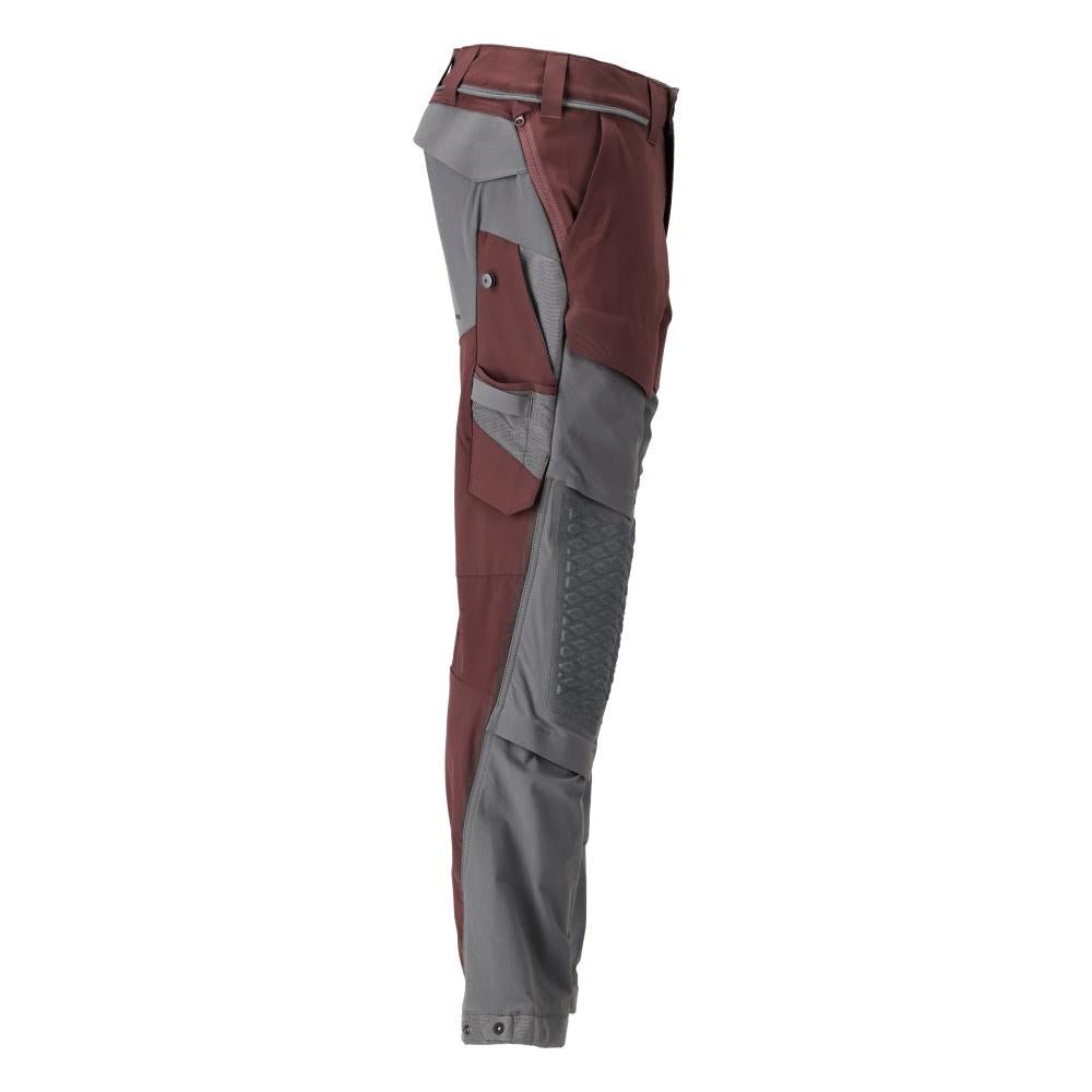 Pantalón con bolsillos en las rodillas, tejido elástico, pantalón ligero, burdeos/gris antracita