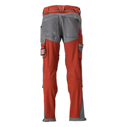 Trousers, knee pockets, stretch, light trousers, autumn red/anthracite grey