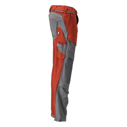 Trousers, knee pockets, stretch, light trousers, autumn red/anthracite grey