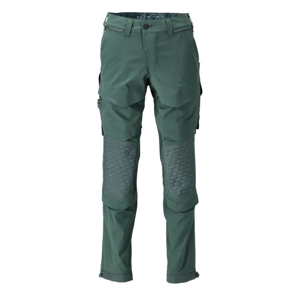 Pantalón, bolsillos en las rodillas, tejido elástico, pantalón ligero, verde bosque