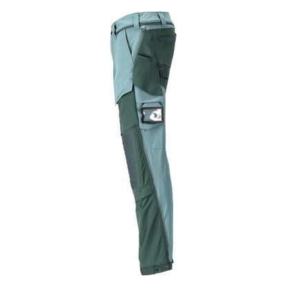 Pantalón con bolsillos en las rodillas, tejido elástico, pantalón ligero, verde bosque claro/verde bosque