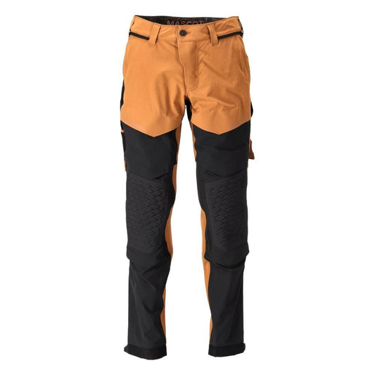 Pantalón con bolsillos en las rodillas, tejido elástico, pantalón ligero, marrón nuez/negro