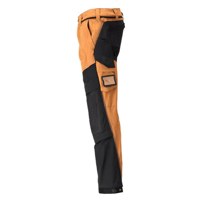Trousers, knee pockets, stretch, light trousers, nut brown/black