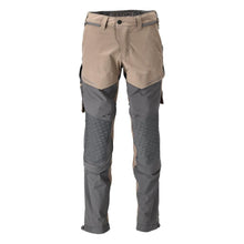 Pantalón con bolsillos en las rodillas, tejido elástico, pantalón claro, beige arena oscuro/gris antracita