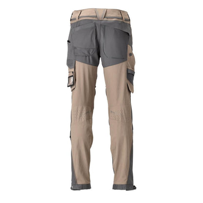 Pantalón con bolsillos en las rodillas, tejido elástico, pantalón claro, beige arena oscuro/gris antracita