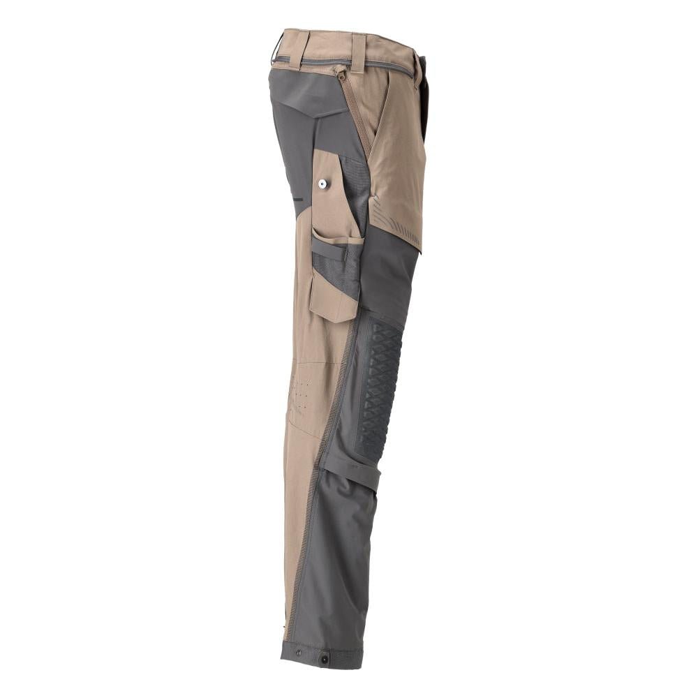 Pantalón con bolsillos en las rodillas, tejido elástico, pantalón claro, beige arena oscuro/gris antracita