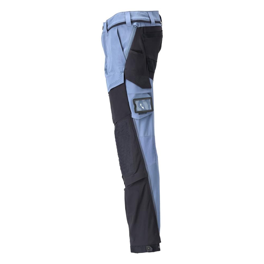 Pantalón elástico con bolsillos en las rodillas, pantalón ligero, azul piedra/azul negro