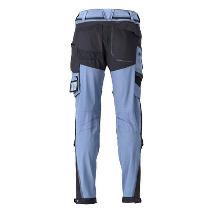Pantalón elástico con bolsillos en las rodillas, pantalón ligero, azul piedra/azul negro