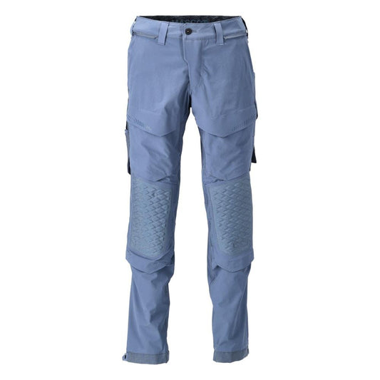 Pantalón con bolsillos en las rodillas, tejido elástico, pantalón ligero, azul piedra