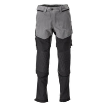 Pantalón con bolsillos en las rodillas, tejido elástico, pantalón ligero, gris antracita/negro