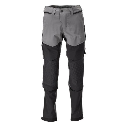 Pantalón con bolsillos en las rodillas, tejido elástico, pantalón ligero, gris antracita/negro
