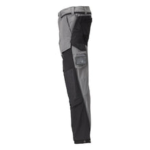 Pantalón con bolsillos en las rodillas, tejido elástico, pantalón ligero, gris antracita/negro