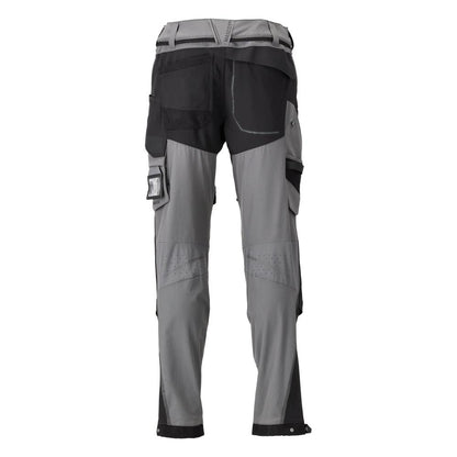Trousers, knee pockets, stretch, light trousers, anthracite grey/black