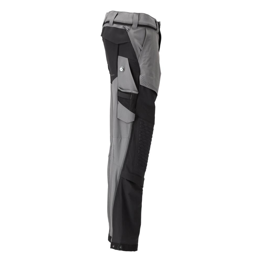 Trousers, knee pockets, stretch, light trousers, anthracite grey/black