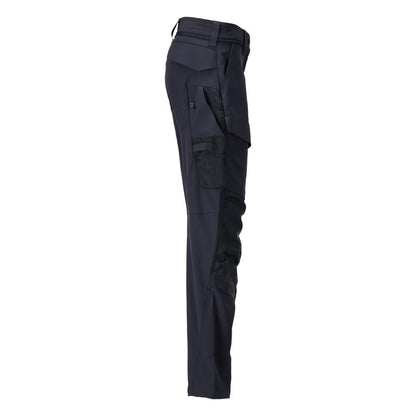 Pantalón con bolsillos en las rodillas, pantalón de mujer, negro-azul