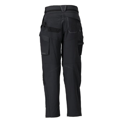 Trousers with knee pockets, women's trousers, black