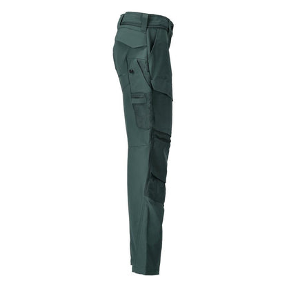 Pantalones con bolsillos en las rodillas, pantalones de mujer, verde bosque