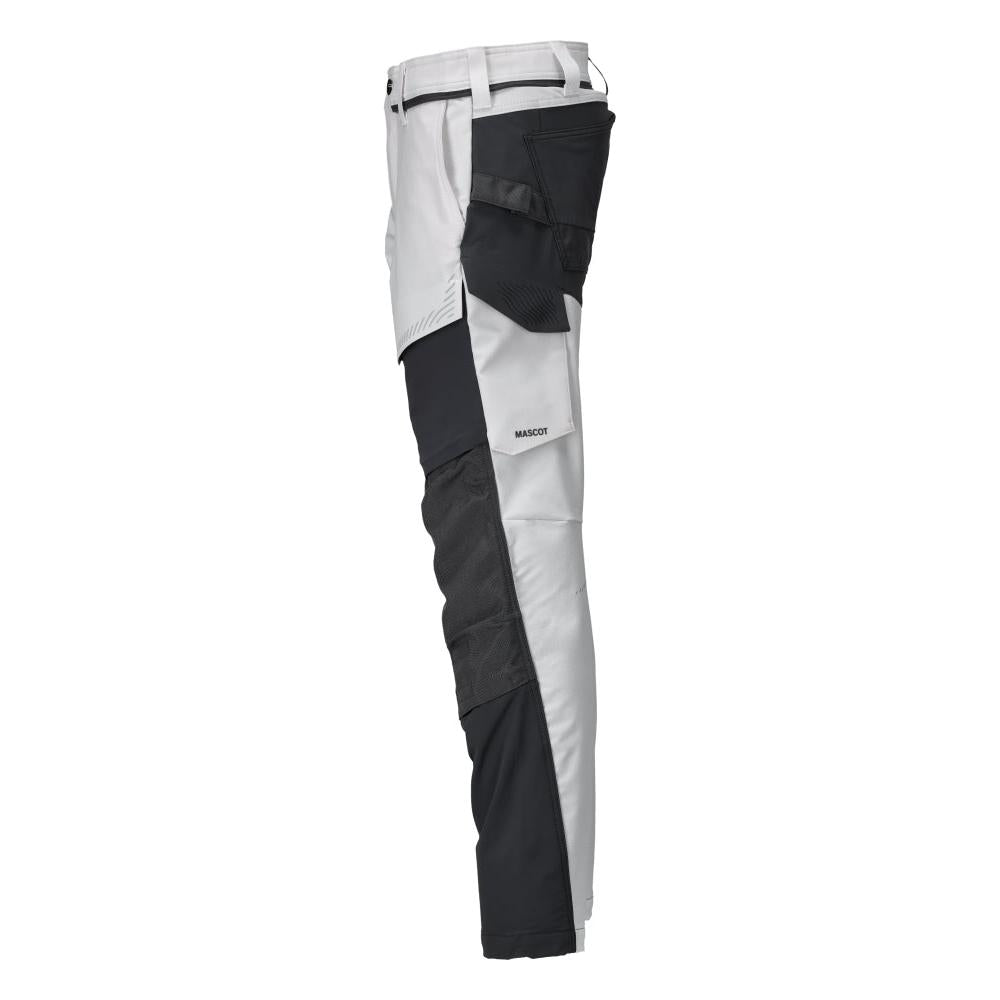 Trousers with knee pockets, ULTIMATE STRETCH trousers, white/anthracite grey