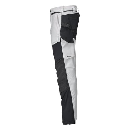 Trousers with knee pockets, ULTIMATE STRETCH trousers, white/anthracite grey