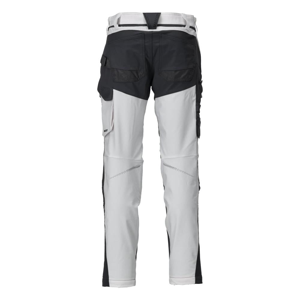 Trousers with knee pockets, ULTIMATE STRETCH trousers, white/anthracite grey