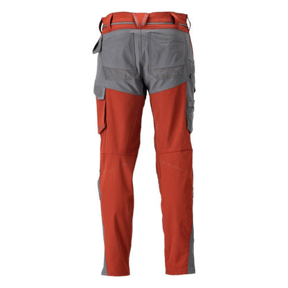 Trousers with knee pockets, ULTIMATE STRETCH trousers, autumn red/anthracite grey