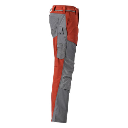 Trousers with knee pockets, ULTIMATE STRETCH trousers, autumn red/anthracite grey