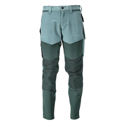 Pants with knee pockets, ULTIMATE STRETCH pants, light forest green/forest green