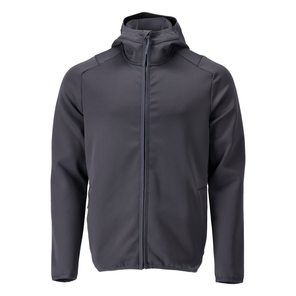 Fleece sweater, hood, zipper microfleece jacket, black-blue