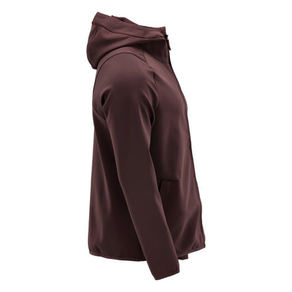 Fleece sweater, hood, zip microfleece jacket, burgundy