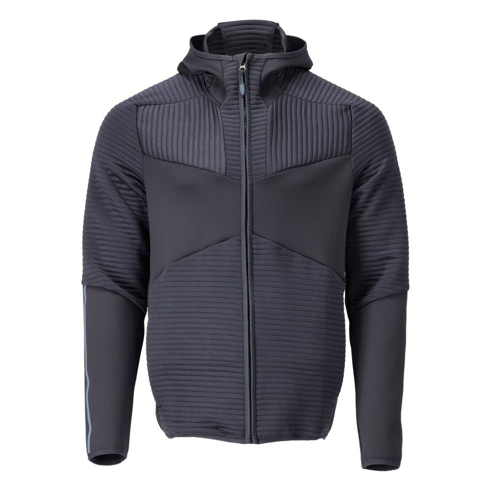 Jersey polar, capucha, chaqueta micropolar con cremallera, negro-azul