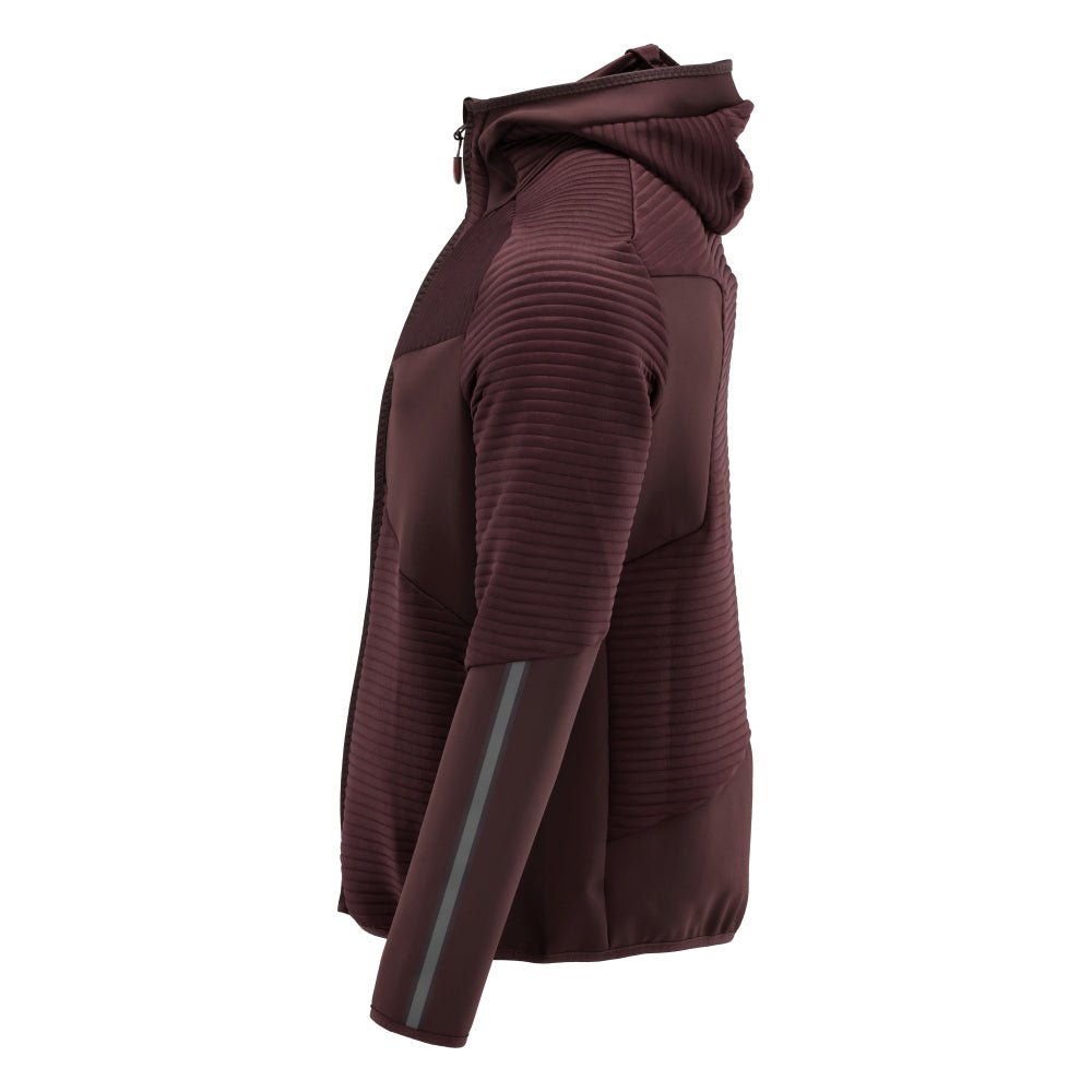 Jersey polar, capucha, chaqueta micropolar con cremallera, burdeos