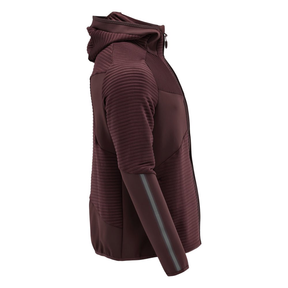 Jersey polar, capucha, chaqueta micropolar con cremallera, burdeos